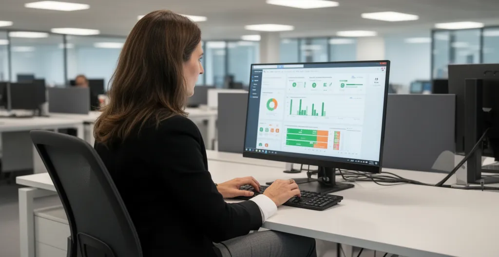 Gestionnaire immobilier consultant un tableau de bord de consommation énergétique pour le décret tertiaire